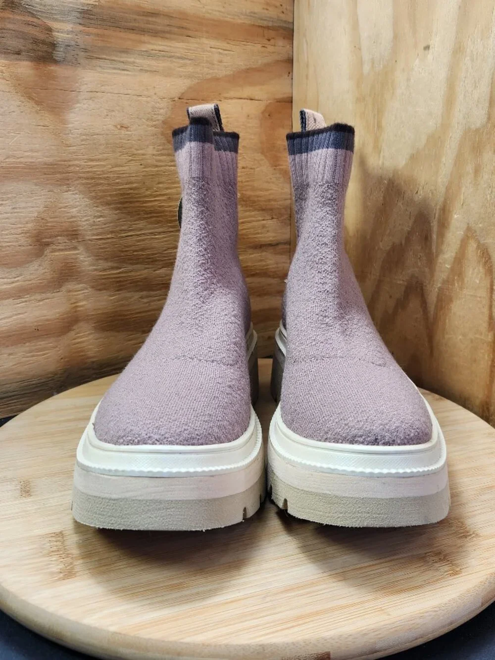 Like New Sofft Provea Womens Sock Ankle Platform Chunky Heel Boots Size 7